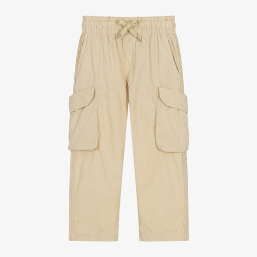 Molo-Boys Beige Cotton Cargo Trousers | Childrensalon