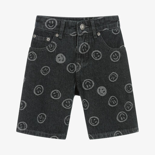 Molo-Schwarze Happy Face Jeans-Shorts | Childrensalon