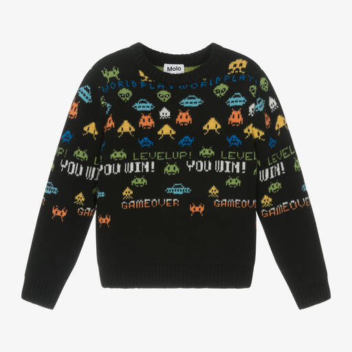 Molo-Boys Black Wool Sweater | Childrensalon