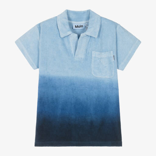 Molo-Boys Blue Cotton Towelling Polo Shirt | Childrensalon
