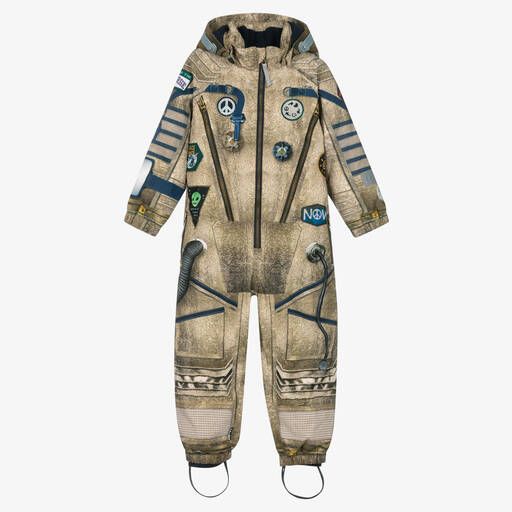 Molo-Boys Golden Astronaut Print Snowsuit | Childrensalon