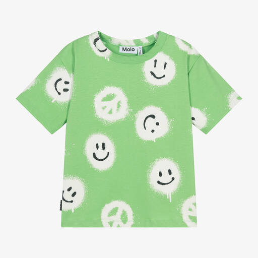 Molo-Boys Green Cotton Graffiti T-Shirt | Childrensalon
