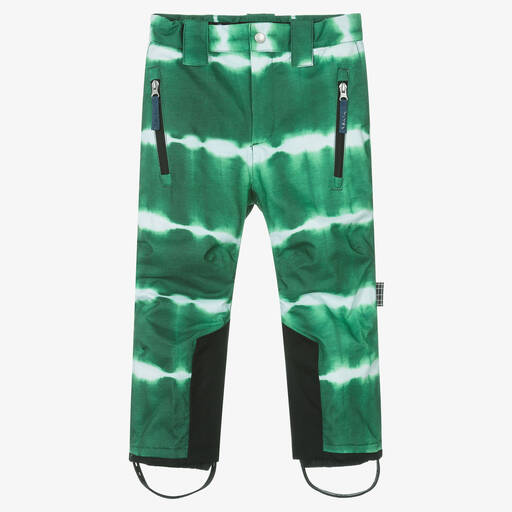 Molo-Boys Green Striped Tie Dye Ski Trousers | Childrensalon