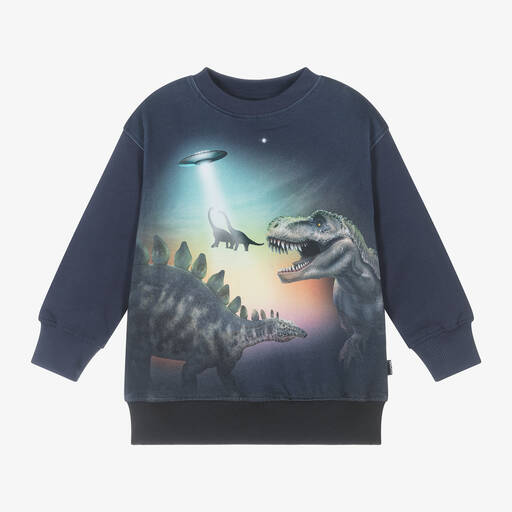 Molo-Boys Navy Blue Cotton Graphic Sweatshirt | Childrensalon