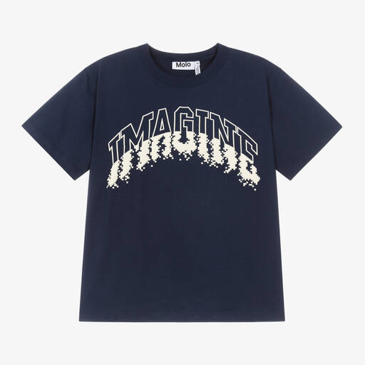 Molo-Boys Navy Blue Cotton Imagine T-Shirt | Childrensalon