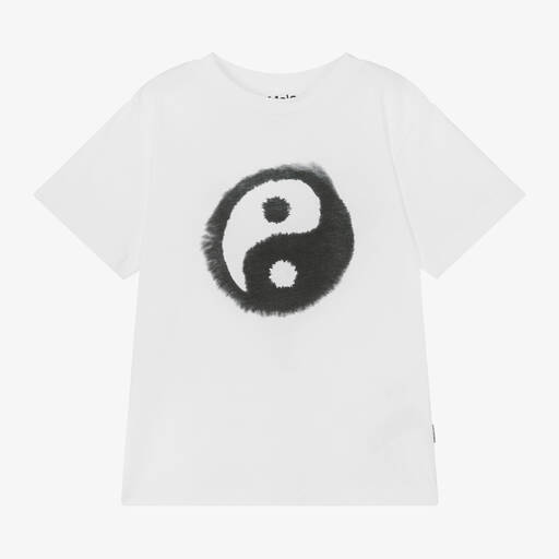 Molo-Boys White Cotton Yin Yang T-Shirt | Childrensalon