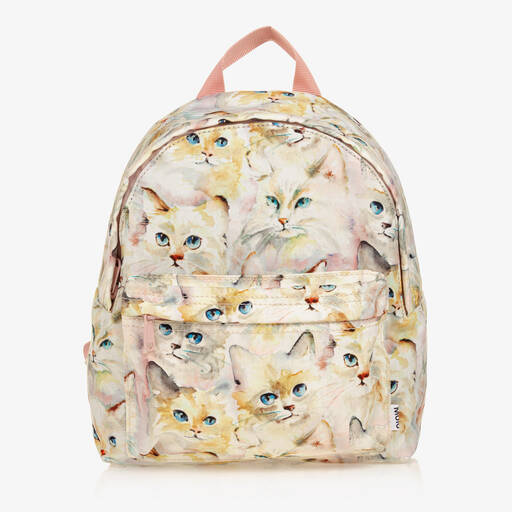 Molo-Girls Beige Cat Backpack (29cm) | Childrensalon