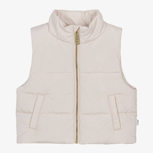 Molo-Girls Beige Orchid Puffer Gilet | Childrensalon