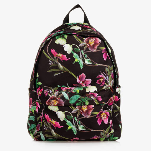 Molo-Girls Black Floral Backpack (41cm) | Childrensalon