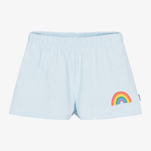 Molo-Girls Blue Cotton Knit Rainbow Shorts | Childrensalon