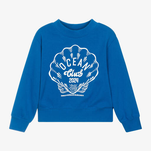 Molo-Girls Blue Cotton Shell Sweatshirt | Childrensalon