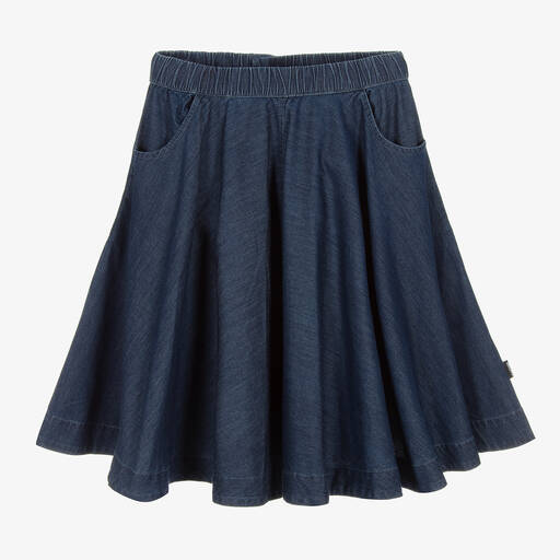 Molo-Girls Blue Flared Chambray Skirt | Childrensalon