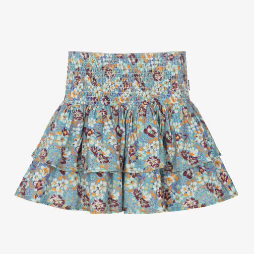 Molo-Girls Blue Floral Cotton Skirt | Childrensalon