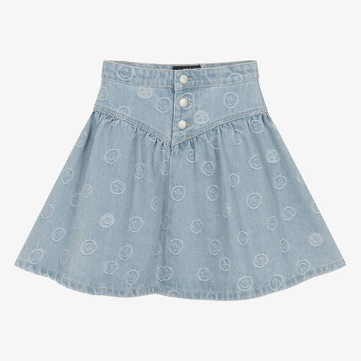 Molo-Girls Blue Happy Face Denim Skirt | Childrensalon