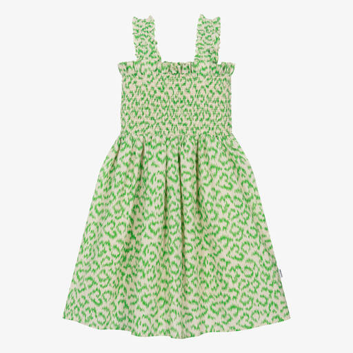 Molo-فستان قطن لون أخضر وعاجي | Childrensalon