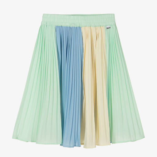 Molo-Girls Green Stripe Pleated Skirt | Childrensalon
