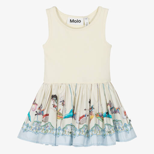 Molo-Girls Ivory Cotton Carousel Dress | Childrensalon
