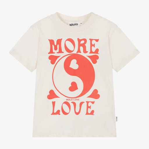 Molo-Girls Ivory Organic Cotton T-Shirt | Childrensalon