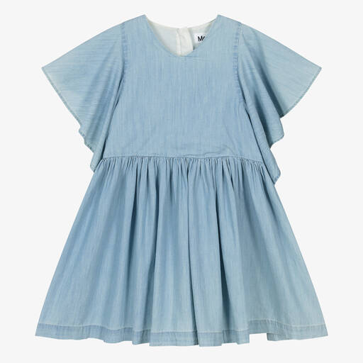 Molo-Girls Light Blue Cotton Dress | Childrensalon