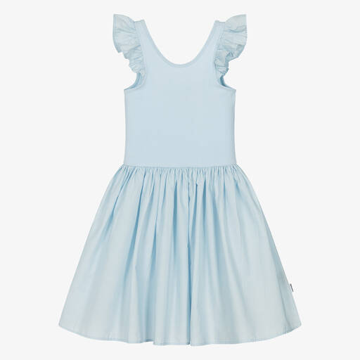Molo-Girls Light Blue Organic Cotton Dress | Childrensalon