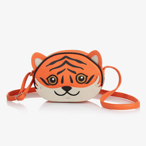 Molo-Girls Orange Tiger Shoulder Bag (20cm) | Childrensalon