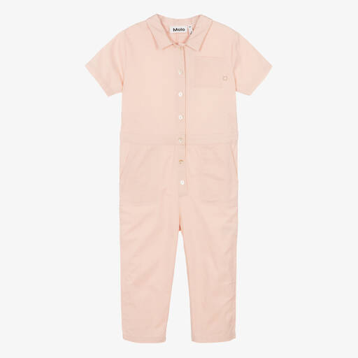 Molo-Girls Pink Cotton Jumpsuit | Childrensalon