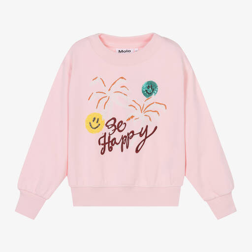 Molo-Girls Pink Cotton Palm Tree Sweatshirt | Childrensalon