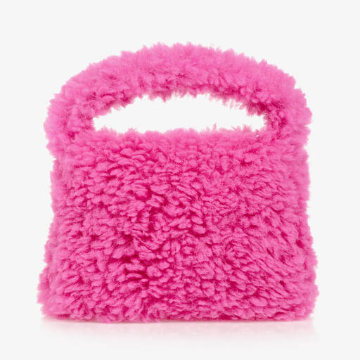 Molo-Girls Pink Faux Fur Handbag (26cm) | Childrensalon