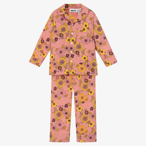 Molo-Розовая пижама из органического хлопка с цветами | Childrensalon