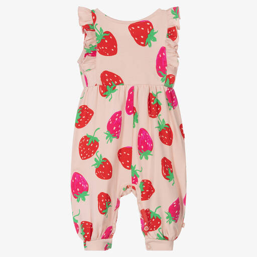 Molo-Girls Pink & Red Strawberry Jumpsuit | Childrensalon