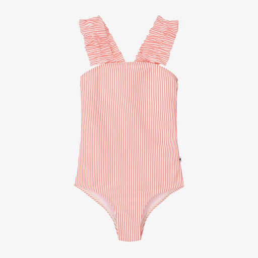 Molo-Girls Pink Striped Swimsuit (UPF50+) | Childrensalon