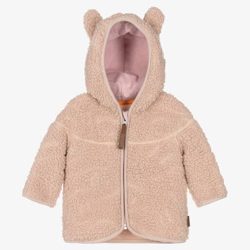 Molo-Girls Pink Teddy Fleece Jacket  | Childrensalon