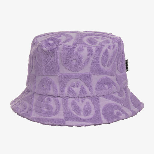Molo-Girls Purple Cotton Towelling Bucket Hat | Childrensalon