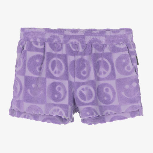 Molo-Girls Purple Cotton Towelling Shorts | Childrensalon