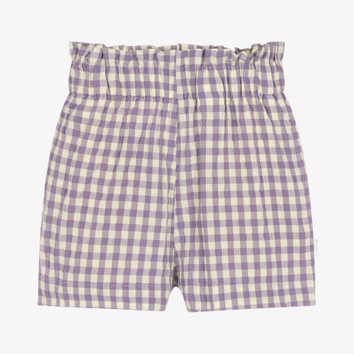 Molo-Girls Purple Gingham Shorts | Childrensalon