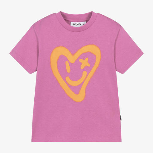 Molo-Girls Purple Organic Cotton T-Shirt | Childrensalon