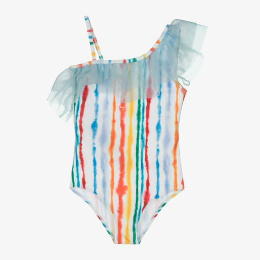 Molo-Girls Rainbow Stripe Swimsuit (UPF50+) | Childrensalon