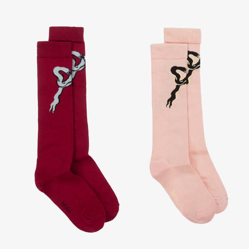 Molo-Girls Red & Pink Cotton Socks (2 Pack) | Childrensalon