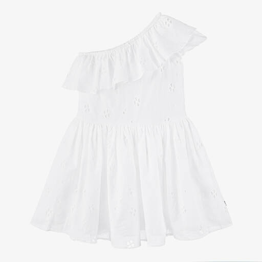 Molo-Girls White Broderie Anglaise Cotton Dress | Childrensalon