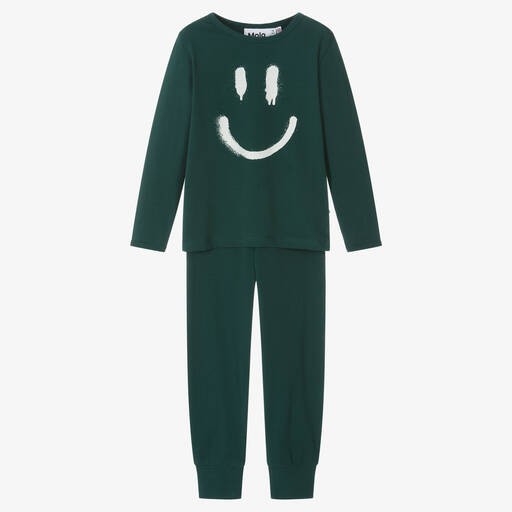 Molo-Зеленая пижама из органического хлопка со смайлом | Childrensalon