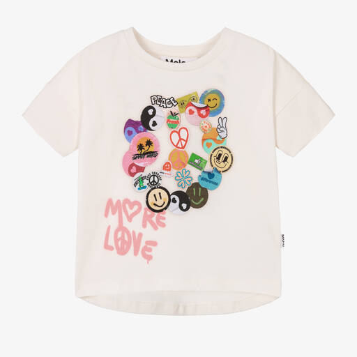 Molo-Ivory Sticker Print Organic Cotton T-Shirt | Childrensalon