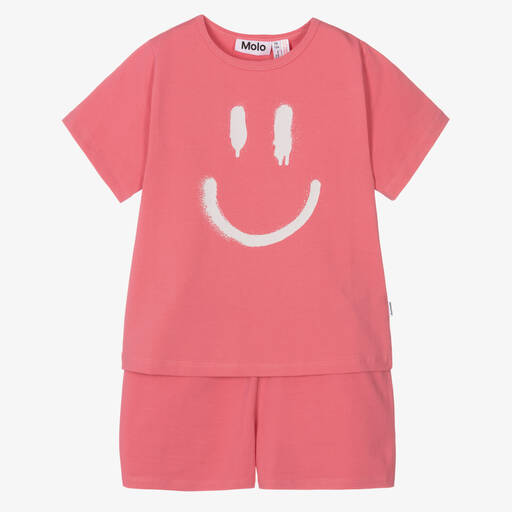 Molo-Pink Organic Cotton Short Pyjamas  | Childrensalon