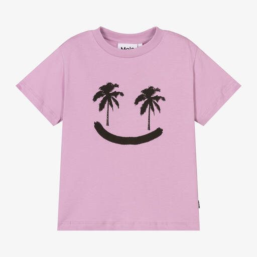 Molo-Purple Cotton Palm Tree T-Shirt | Childrensalon