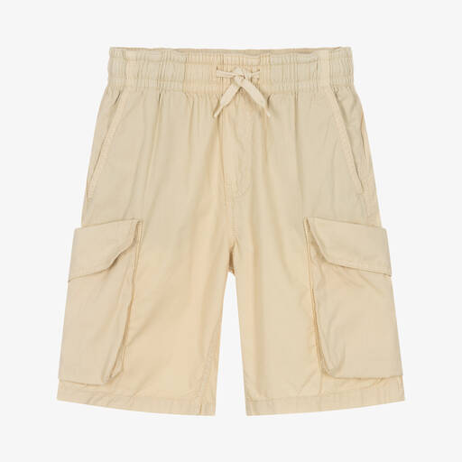 Molo-Teen Boys Beige Cotton Relaxed Fit Shorts | Childrensalon