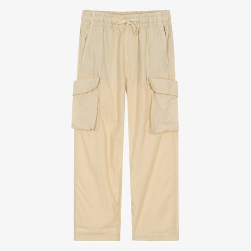 Molo-Teen Boys Beige Cotton Relaxed Fit Trousers | Childrensalon