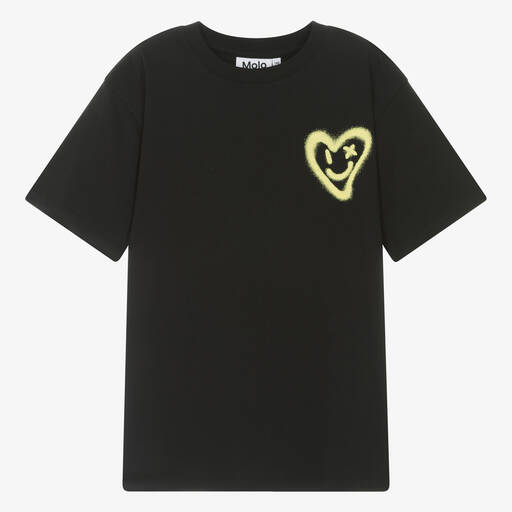 Molo-Teen Boys Black Organic Cotton T-Shirt | Childrensalon
