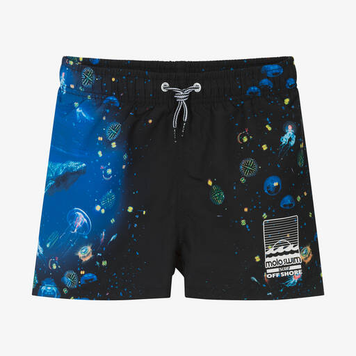 Molo-Teen Boys Black Plankton Swim Shorts (UPF50+) | Childrensalon