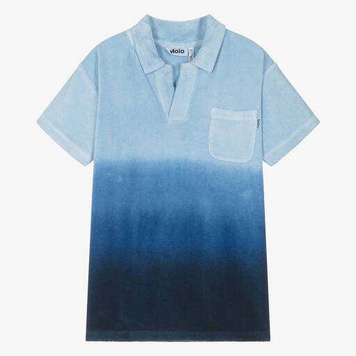 Molo-Teen Boys Blue Cotton Towelling Polo Shirt | Childrensalon