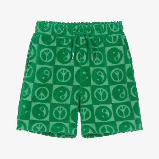 Molo-Teen Boys Green Cotton Towelling Shorts | Childrensalon