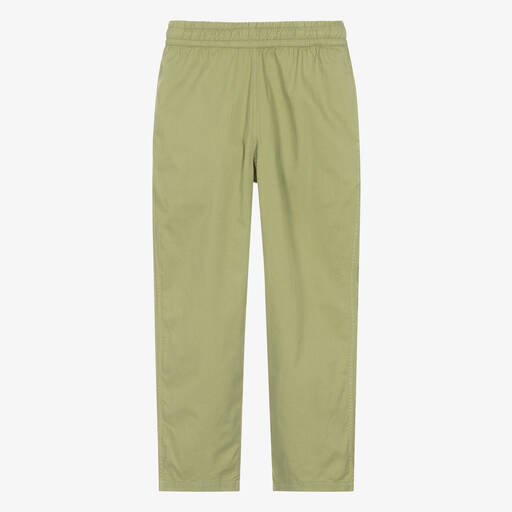 Molo-Teen Boys Green Organic Cotton Trousers | Childrensalon